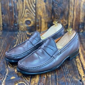 Santoni Ascott Men's Brown Leather Penny Loafer Shoes Size 9.5 D /Retail At $650